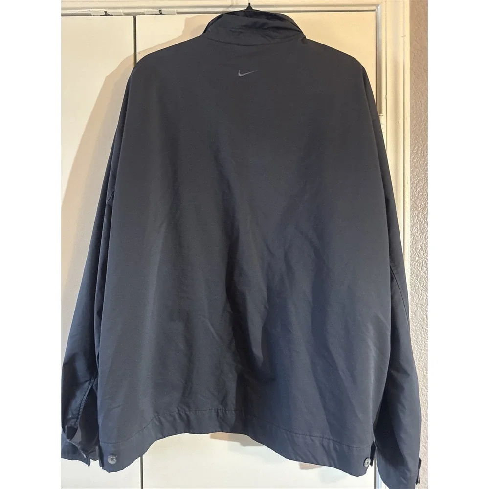 VTG Nike Golf Jacket XL Black Full Zip Y2K Windbreaker Shield Crest Embroidered